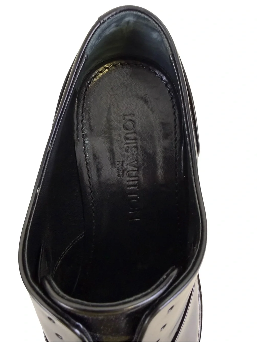 LOUIS VUITTON BLACK LEATHER CAP-TOE DERBYS